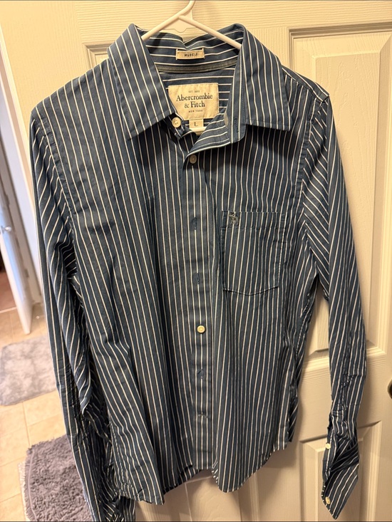Abercrombie & Fitch Other - Abercrombie & Fitch Men's Navy and White Vertical Stripe Dress Shirt